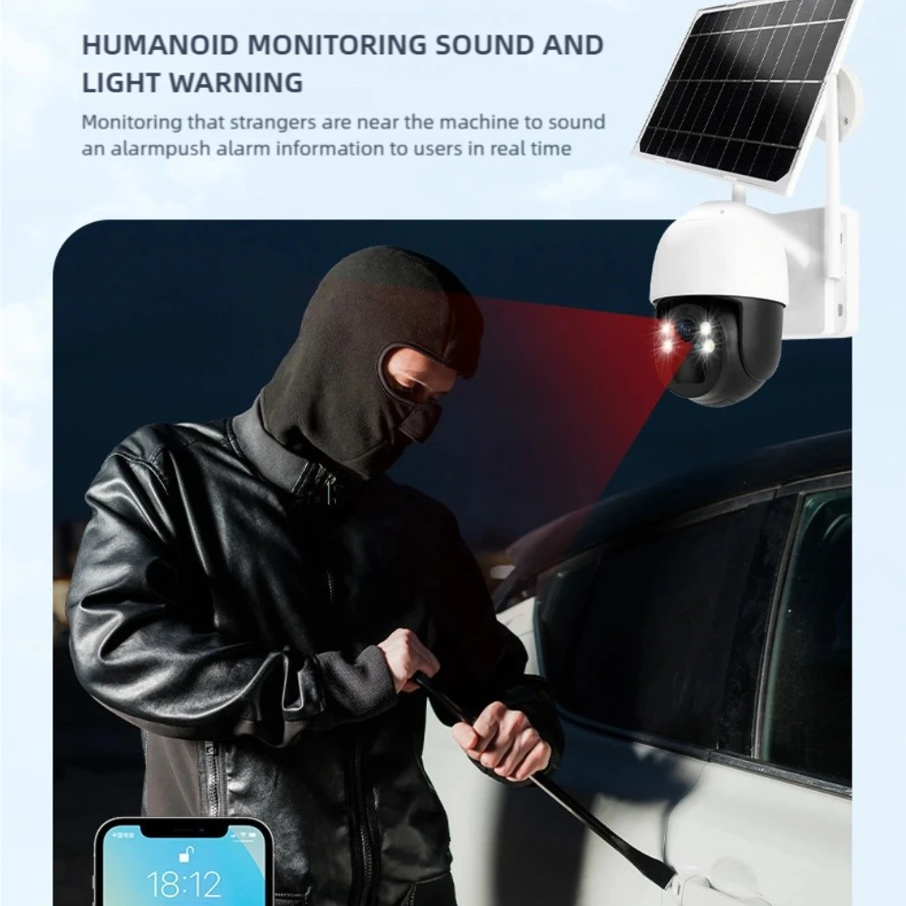 كاميرا مراقبة خارجية تعمل بالطاقة الشمسية، كاميرا مراقبة لاسلكية تعمل بالواي فاي، رؤية ليلية عالية الوضوح