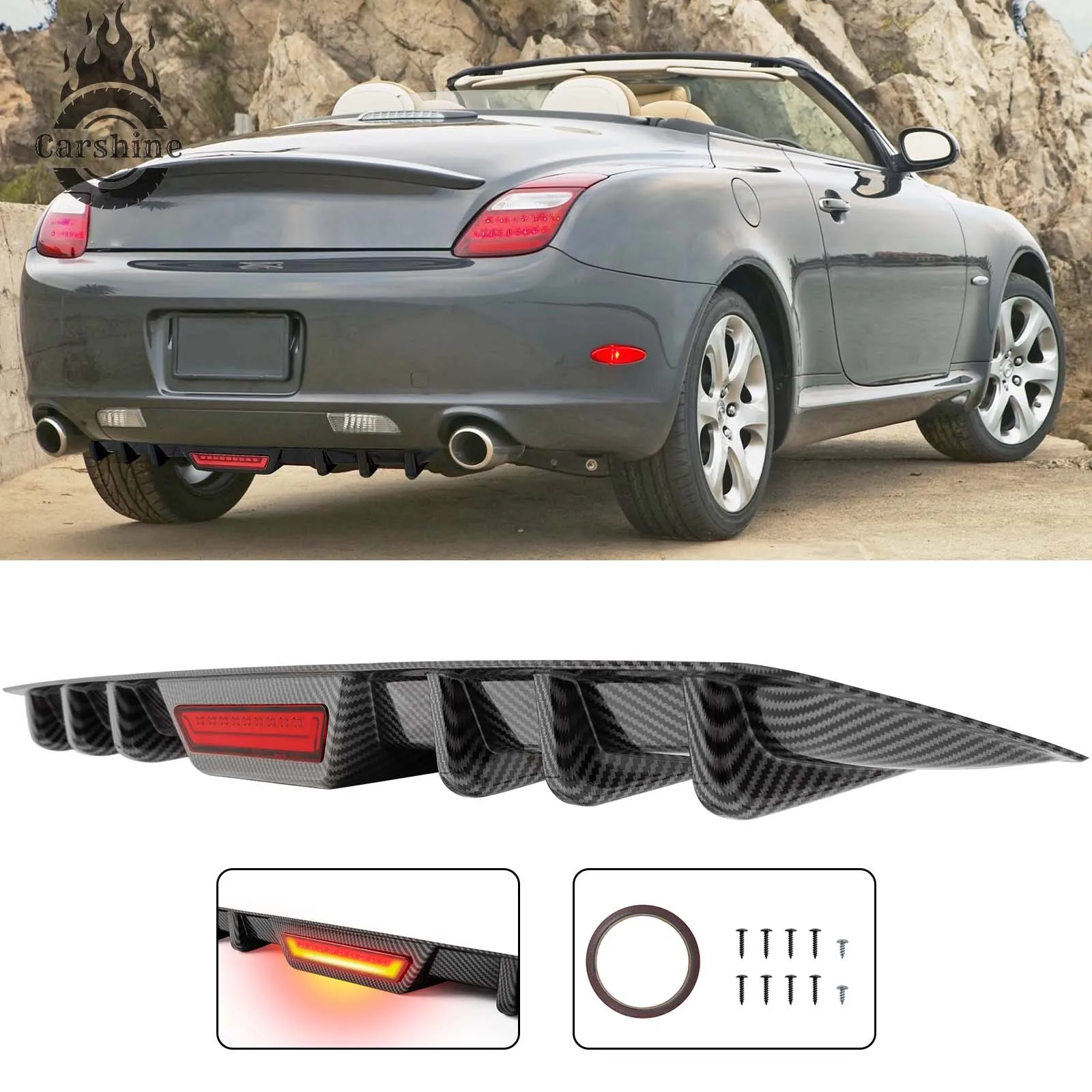 

Задний диффузор-спойлер с аэродинамическими плавниками («акулий плавник») черного цвета для Lexus SC430 2008 года