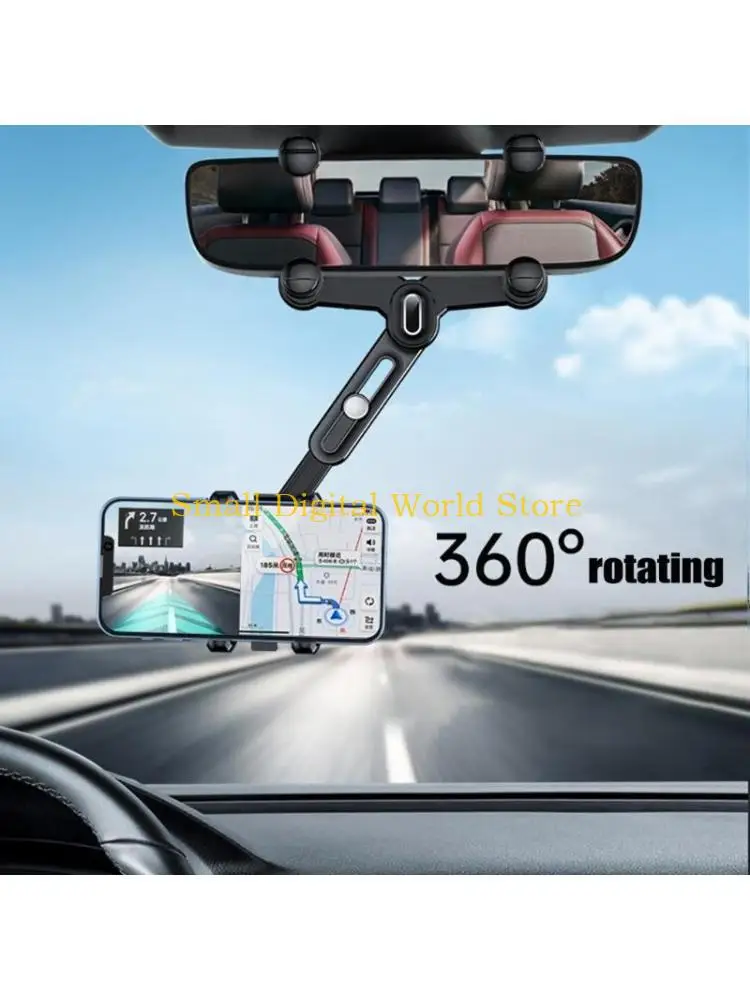 

77UB Mount Rearview Mirror Mount 4-7in Phone Bracket GPS Smartphone Car Phone Holder Stand Adjustable Camera Support