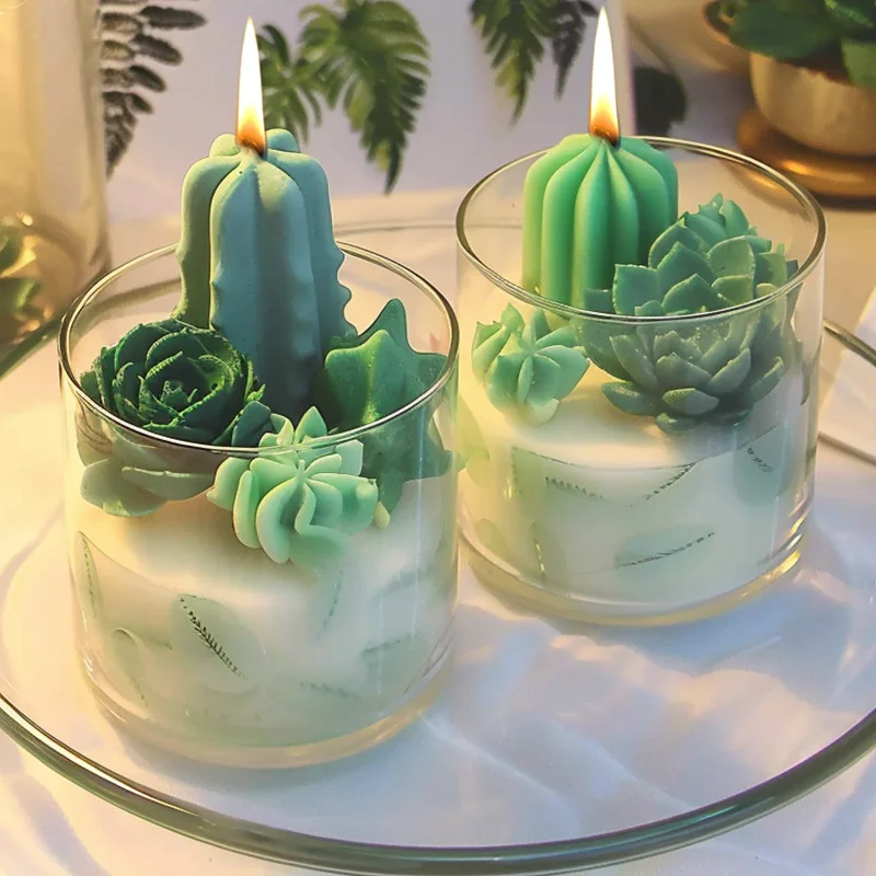 3D Succulent Plant Silicone Mold DIY Handmade Scented Candle Mould Plants Aromatherapy Plaster Soap Making Supplies Home Decor