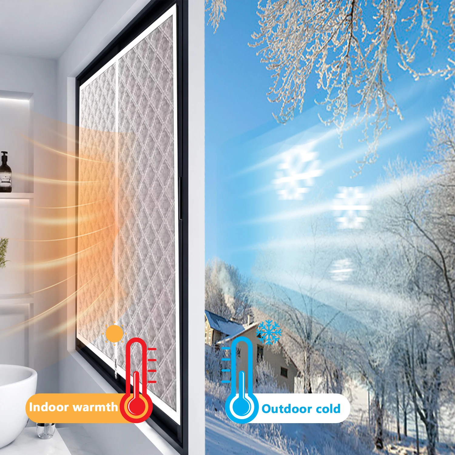 Double Zipper Winter Warm Curtains, Windproof and Cold Proof Sealed Windows, Sunshades, Heat-Insulating and Soundproof Curtains