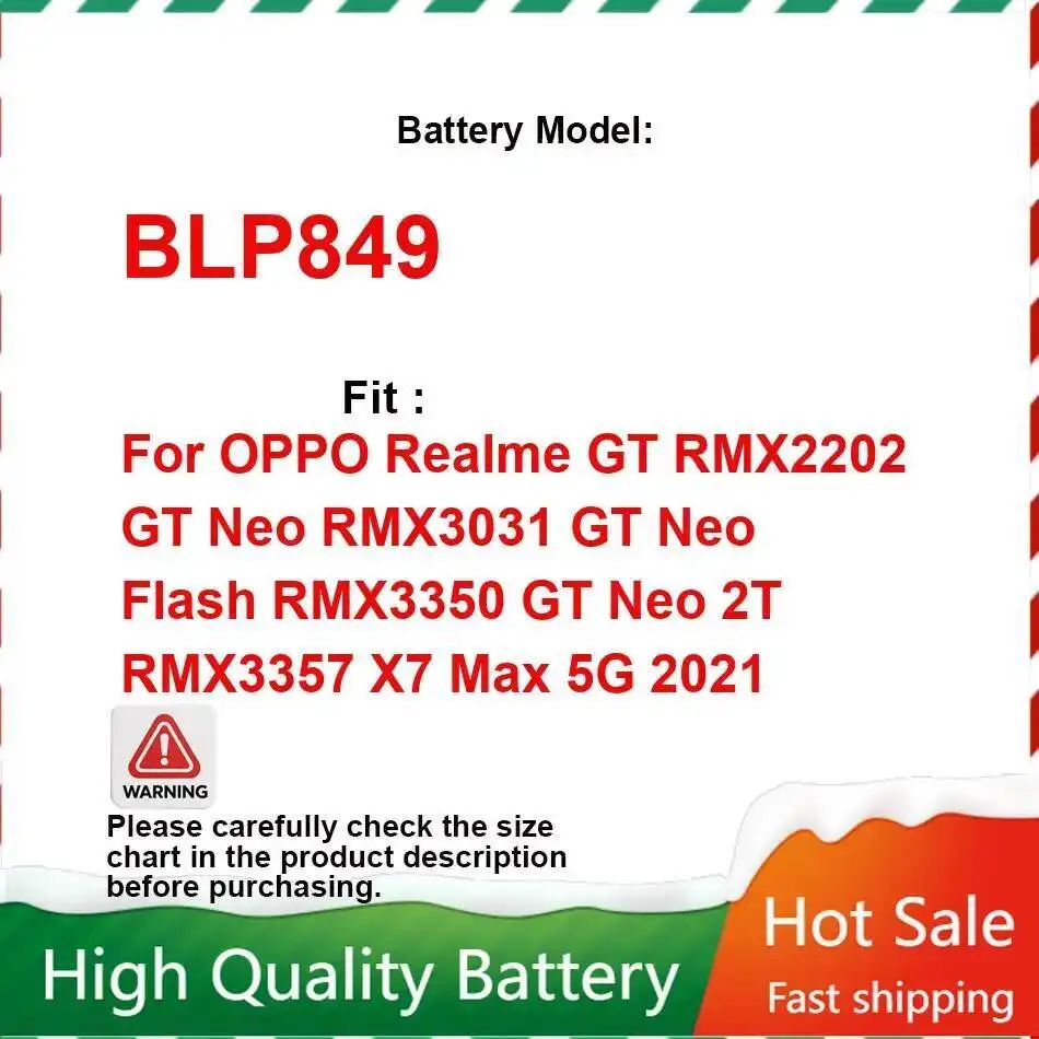 

Аккумулятор BLP849 2250 мАч для Oppo Realme GT RMX2202 Neo RMX3031 Flash RMX3350 2T RMX3357 X7 Max 5G 2021