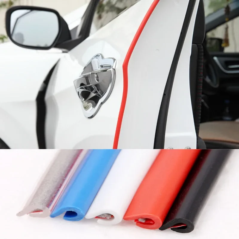 جديد 5 متر شفاف باب السيارة حافة بولي كلوريد الفينيل خدش حامي شرائط سيارة المضادة للتصادم ختم الشريط الباب المضادة للخدش قطاع تزيين