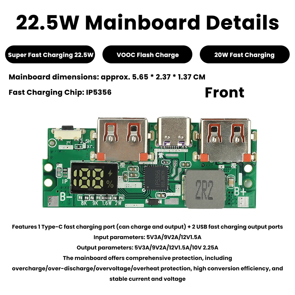 PD22.5W Batterie-Aufbewahrungsbox Schnellladung DIY Power 1260110 Powerbank-Gehäuse Elektronik-Kit – Detail 4