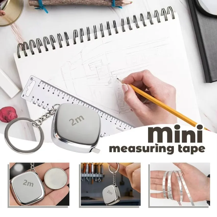 1/2/5pcs Mini 2M Tape Measure Keychain Portable Cute Steel Waterproof Small Pocket Measuring Ruler Retractable Key Ring Tape