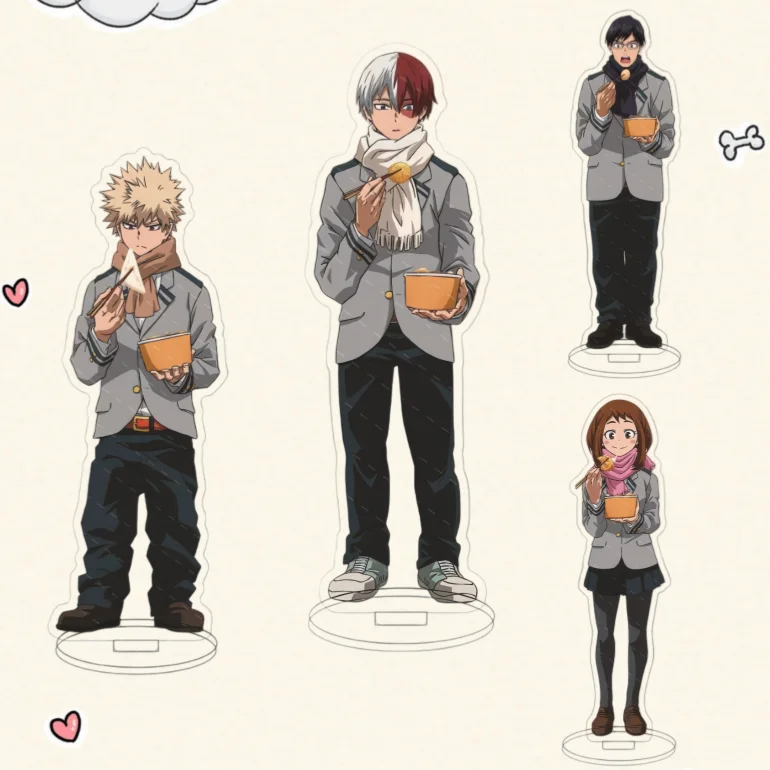 

Winter Food Daily Style Acrylic Standees for My Hero Academia Deku Todoroki Iida Uraraka Desktop Decor Acrylic Standee Gift