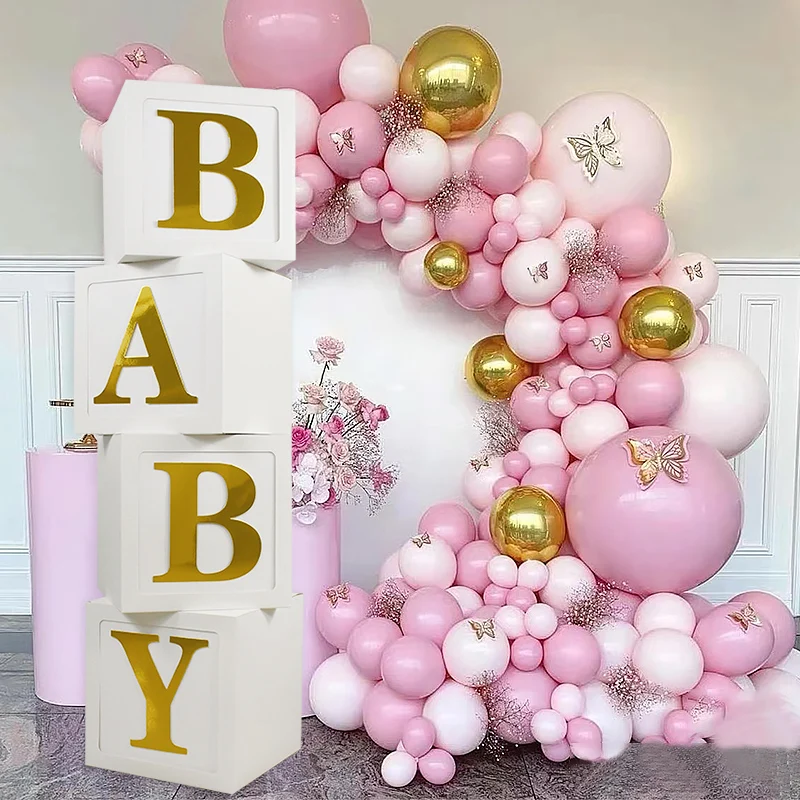 

Alphabet Baby Shower White Balloon Box Baby Shower Boy Girl 1st Birthday Party Decoration Supplies Kids Birthday Balloon DIY Box