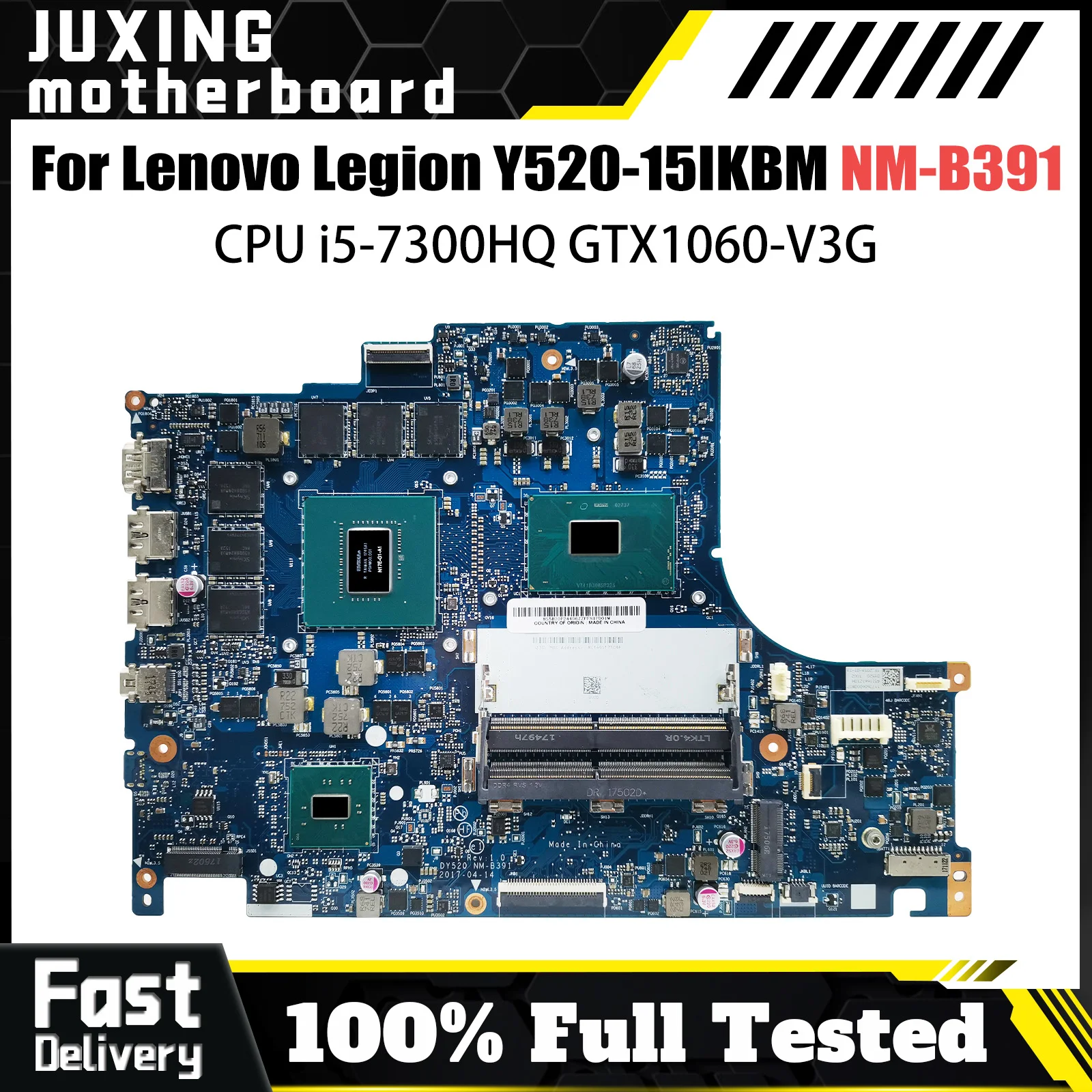 For Lenovo Legion Y520 Y520-15IKBM Laptop Motherboard With CPU i5-7300HQ GTX1060-V3G BY520 NM-B391 FRU 5B20P24353 100% Test