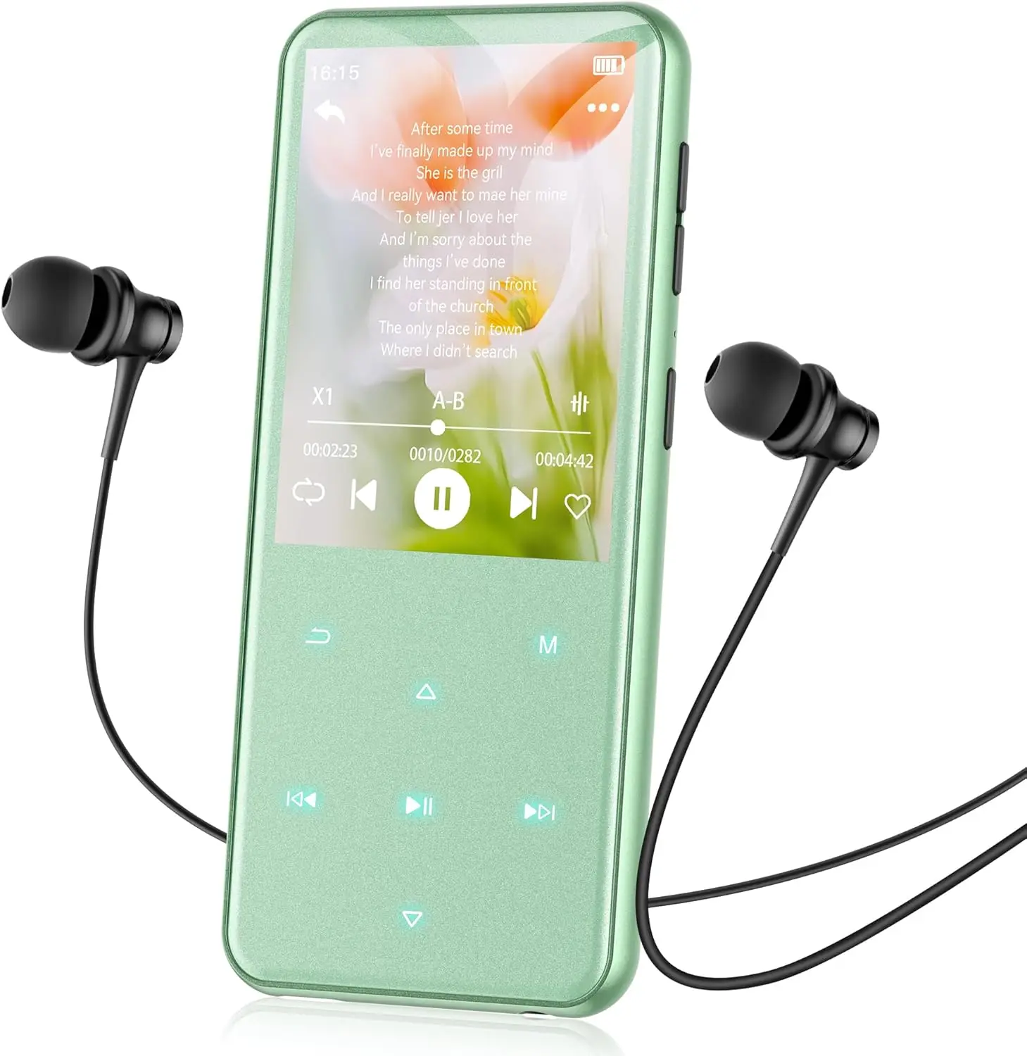 

MP3-плеер Bluetooth на 64 ГБ с динамиком, FM-радио, сенсорными кнопками, поддержкой карт памяти до 128 ГБ - зеленый