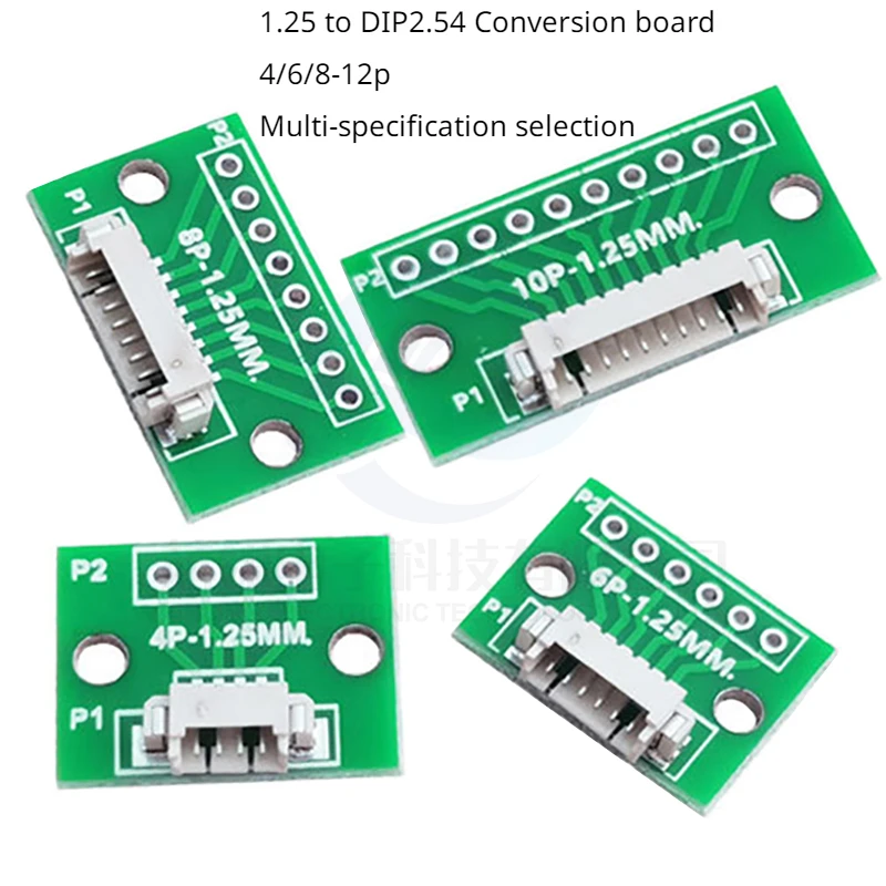 2pcs Adapter board 4/6/8/12P Weld 1.25 Pitch Lying terminal test board 1.25 to DIP2.54 circuit board