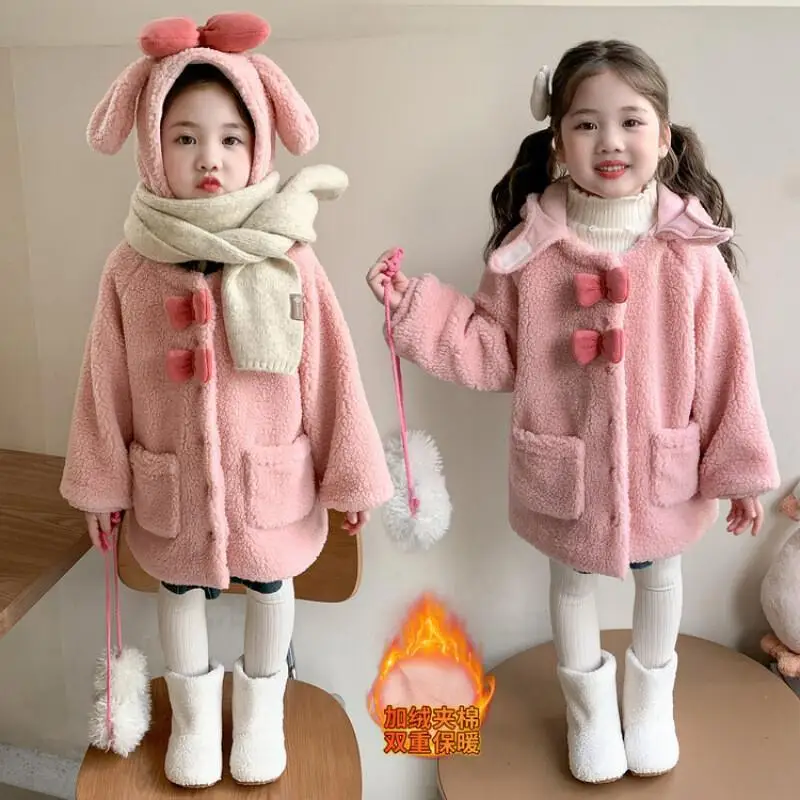 Hot Girls' Coat Tops Outerwear Autumn Winter New Style Children's Stylish Winter Clothing for Baby Girls Child Kawaii Casual
