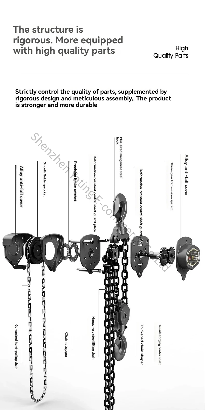 1 Ton Lifting Crane Reversing Chain Triangle Chain Hoist  Manual Hook Hoist 2 Tons Industrial Anti-collision 5T Iron Hoist