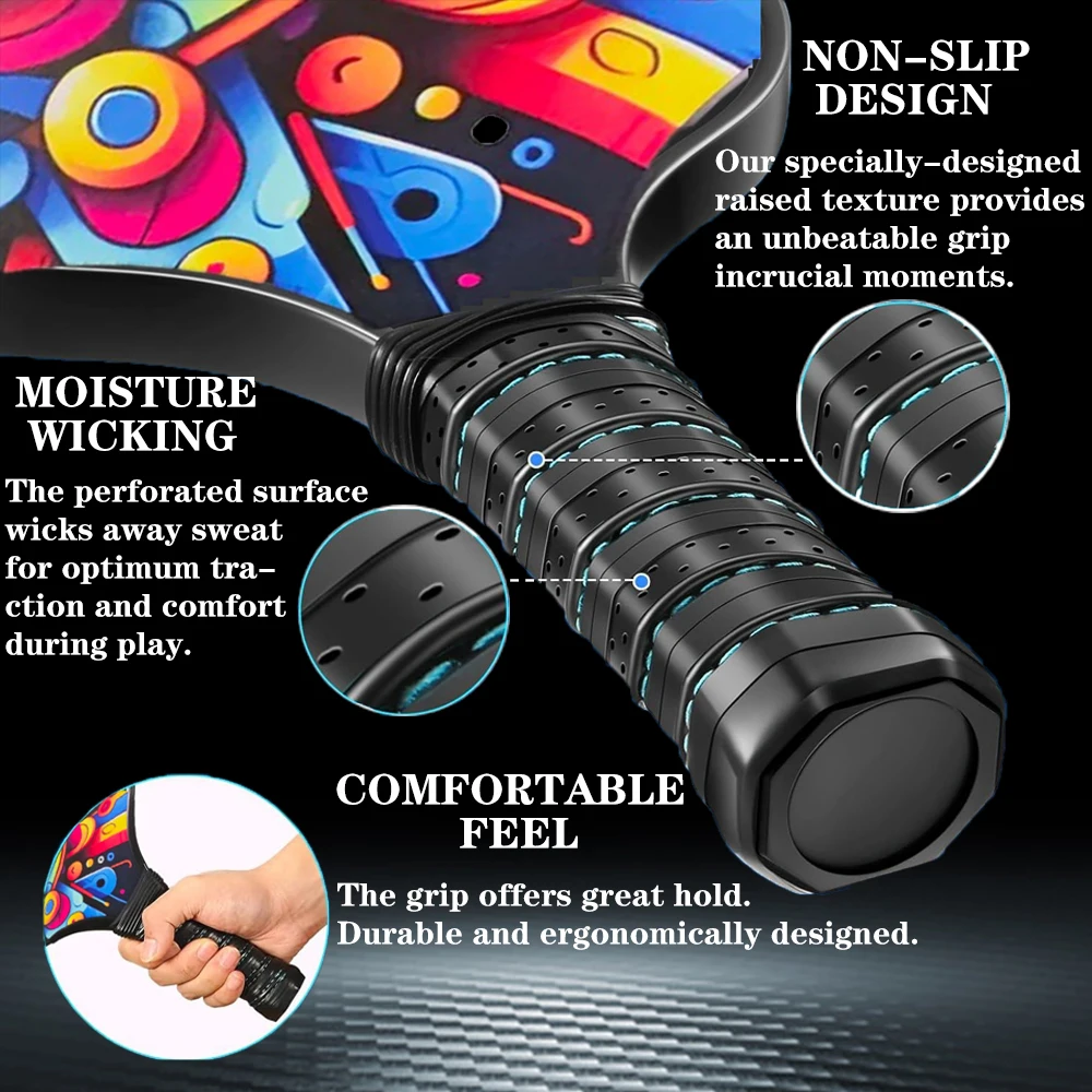 مجموعة مجاديف كرة البيسبول، سطح من الألياف الزجاجية، قبضة غير قابلة للانزلاق، متينة وخفيفة الوزن، ملحقات رياضية للتنس والجر والثبات