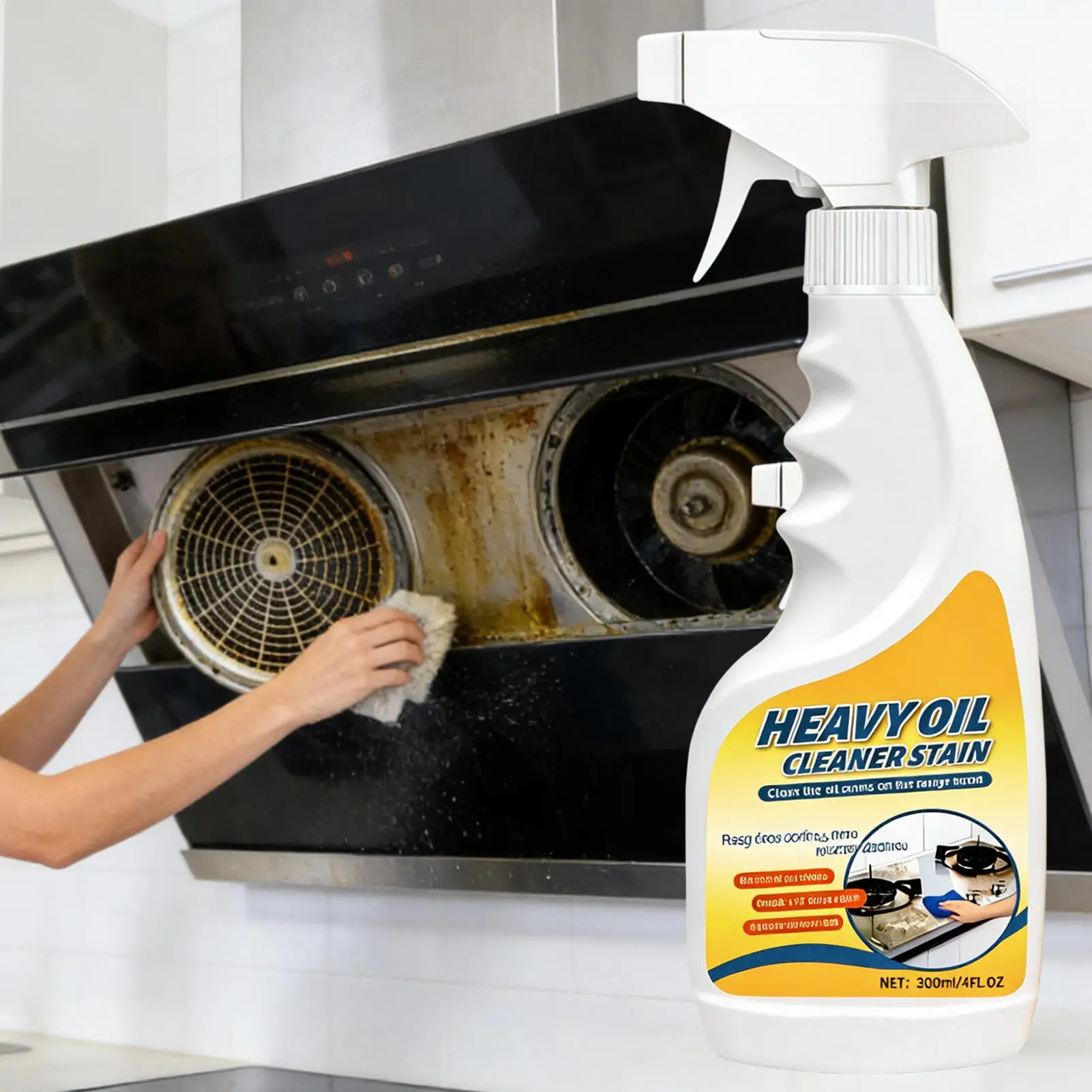 Oil Stain Remover 300ml Stove Cleaning Spray Multipurpose Oil Stain Remover for Ovens Tiles Grill Sinks Appliances Hoods Pots