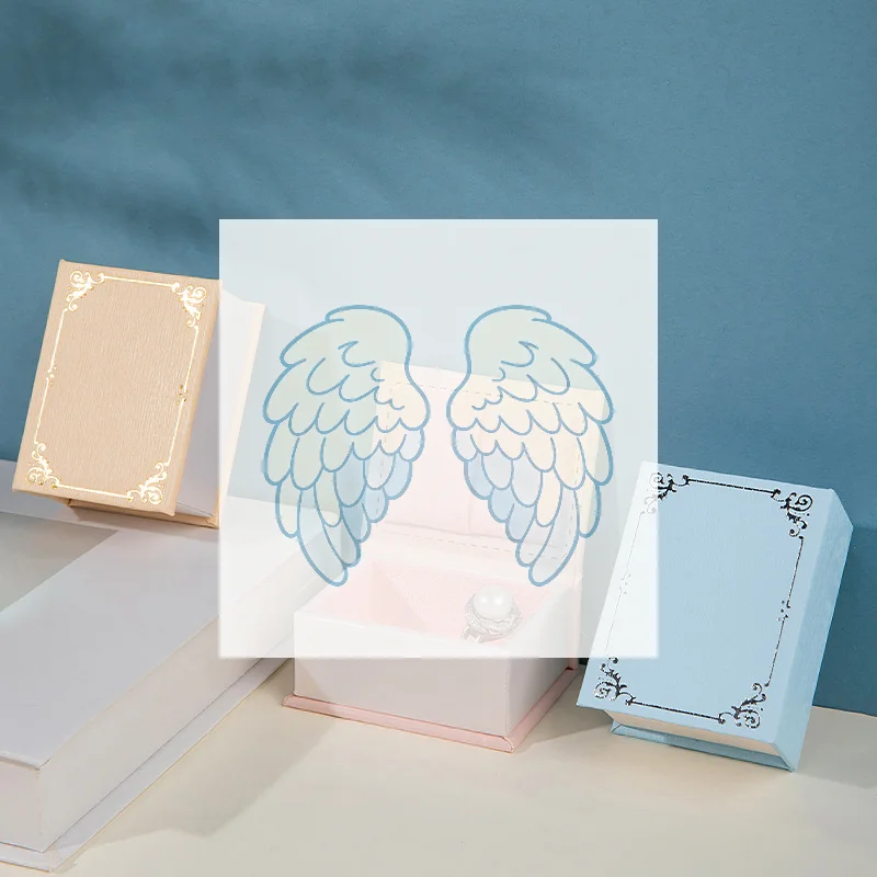 1PC Book-shaped Ring Box With Suede Fabric Lining Creative Flip Lid Magnetic Ring Holder Earrings Jewelry Gift Case Accessorie
