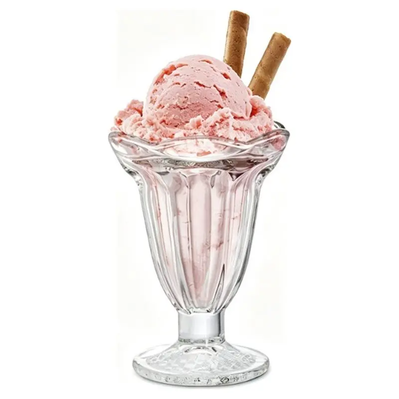 PHFU-Glass Tulip-Shaped Sundae Cups(3Pcs), Clear Milkshakes Cups With Stems,Dessert Bowls Ideal For Serving Cocktails