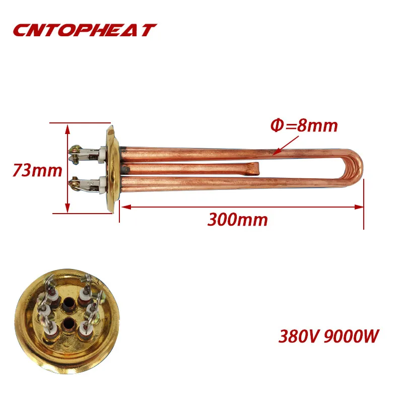 73mm Flange 3 Phase 380V Copper Heater Instant Water Boiler Heating Element 6KW/9KW/12KW