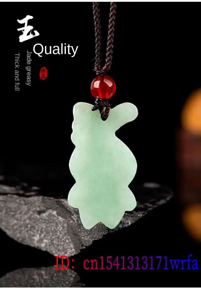 Burmese Jade Rabbit Pendant Necklace Real Green Jadeite Gift Designer Emerald Talismans Carved Necklaces Natural Gemstone