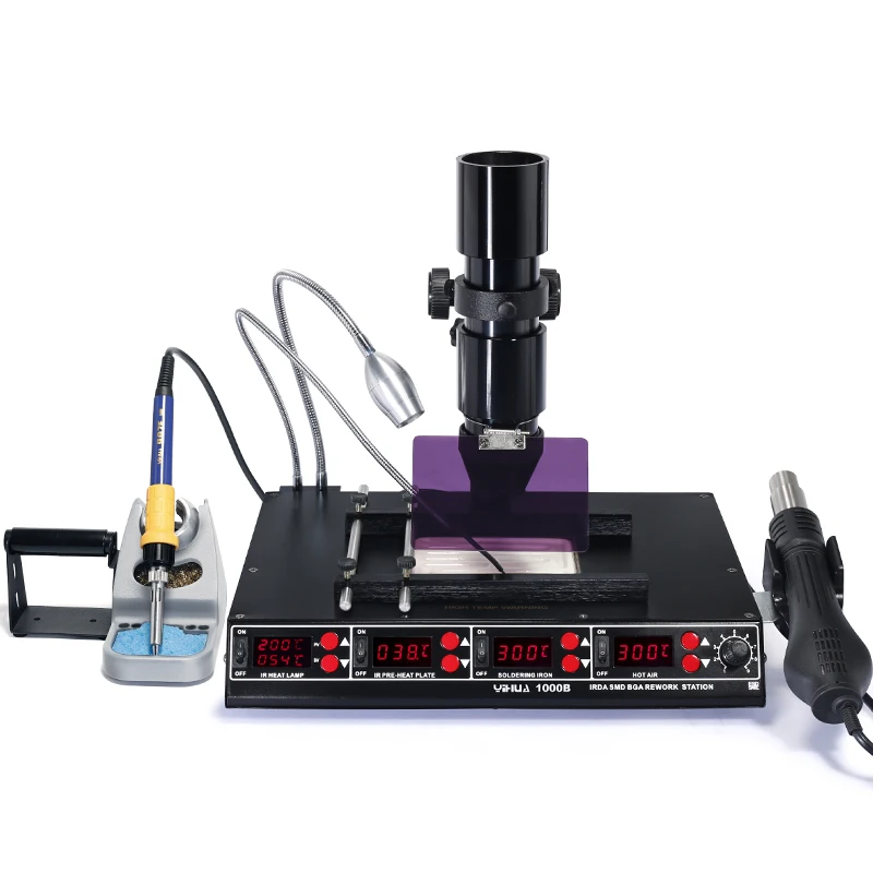 YIHUA 1000B 4 in 1 BGA Rework Station Infrared Preheater, Desoldering Hot Air Rework Station,Temp Sen