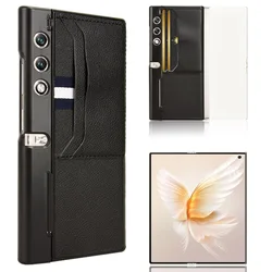 For Huawei Honor V PURSE Add-in Card Full Protection Folding Phone Case for HONOR V PURSE Luxury PU Cover Hard PC Back Cover