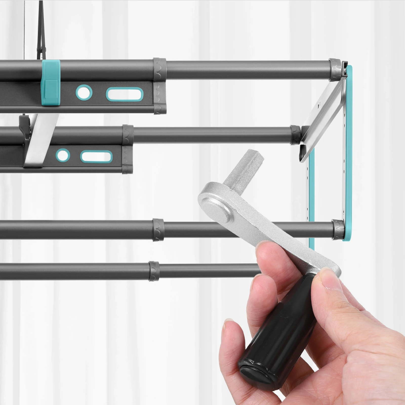 

Handle Corner Iron Bracket Support Clothes Drying Rack Lift Pulley with Universal Wheel Rv Trailer Window Crank Accessories