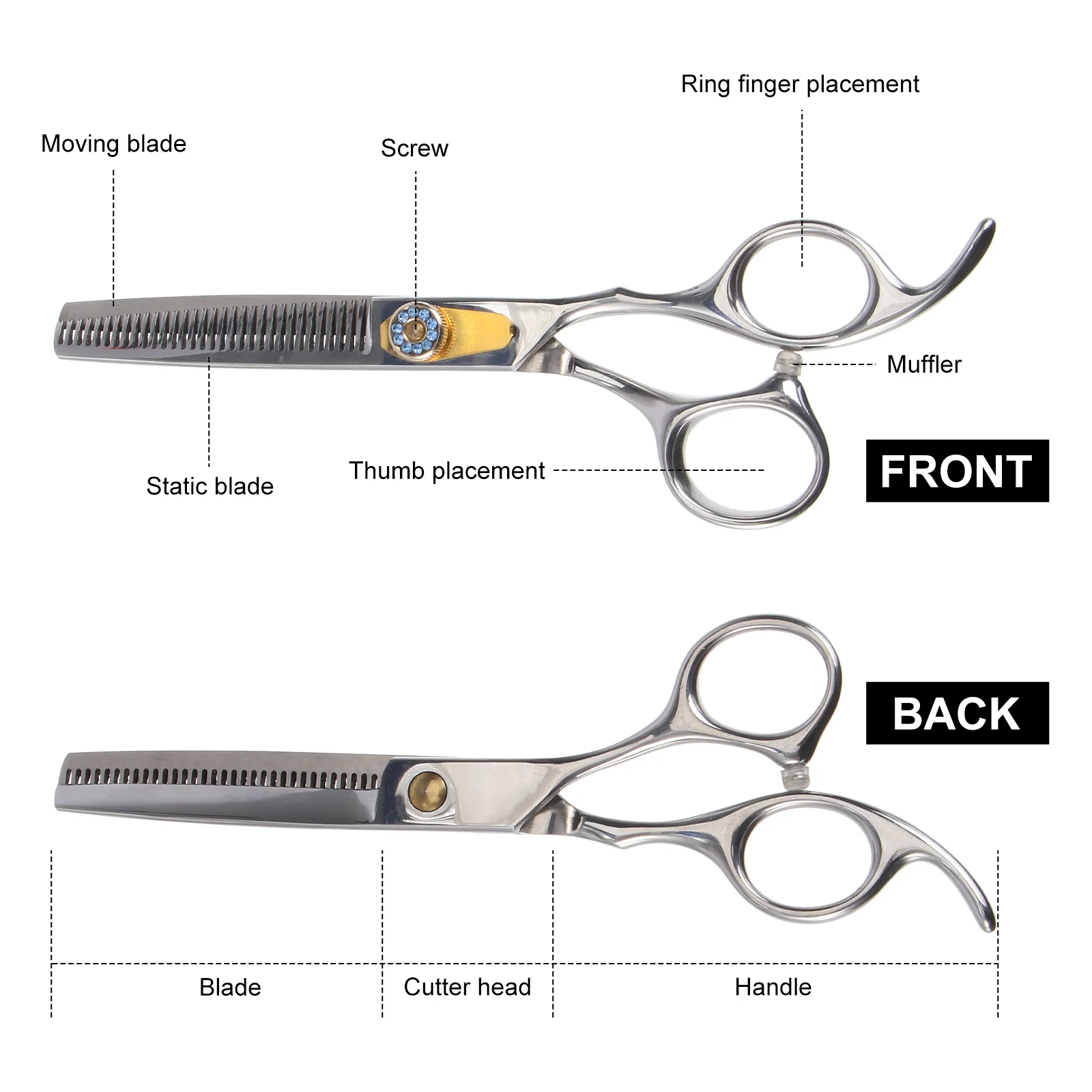 1Pcs Thinning Hair Cutting Scissor Professional Barber Shear for Salon Daily Use Rust Resistant Design Haircut Scissor