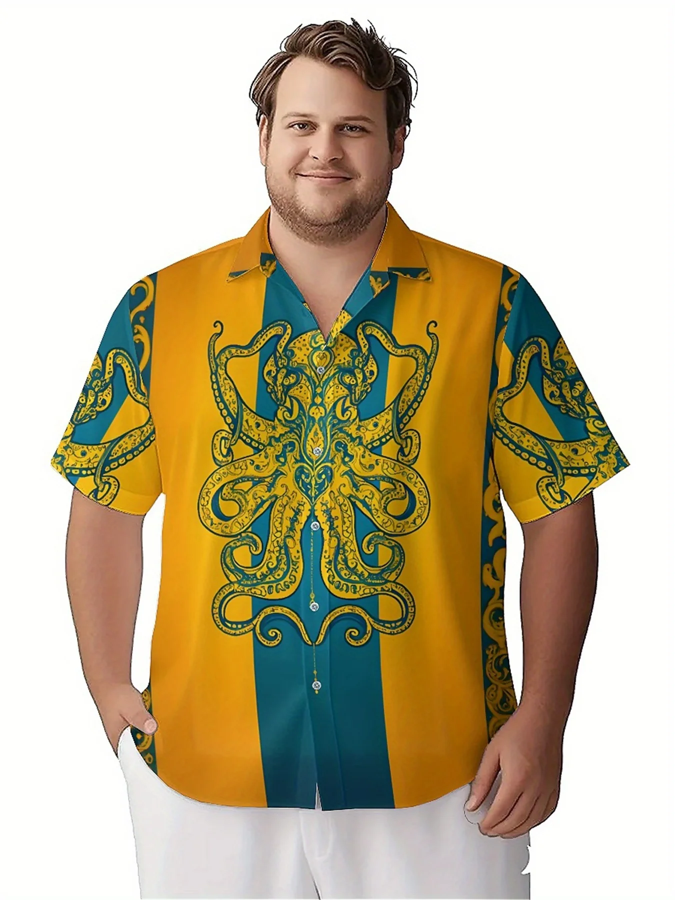 Camisa Hawaiana Pulpo Talla Grande Hombre - close-up view