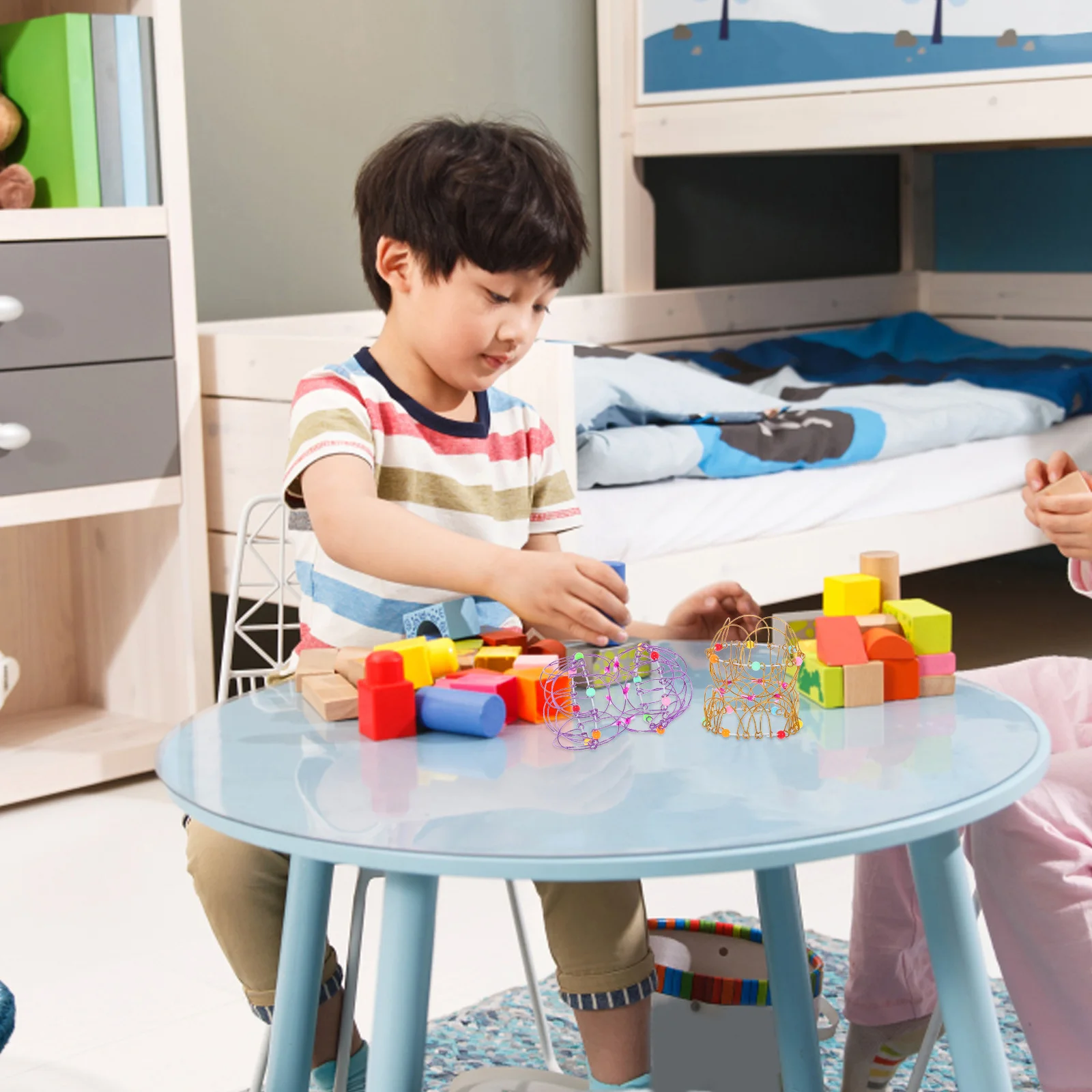 

2pcs Transforming Flexible Iron Flower Basket For Kids Creative Play Conjuring Trick Props Magician Performance Supply