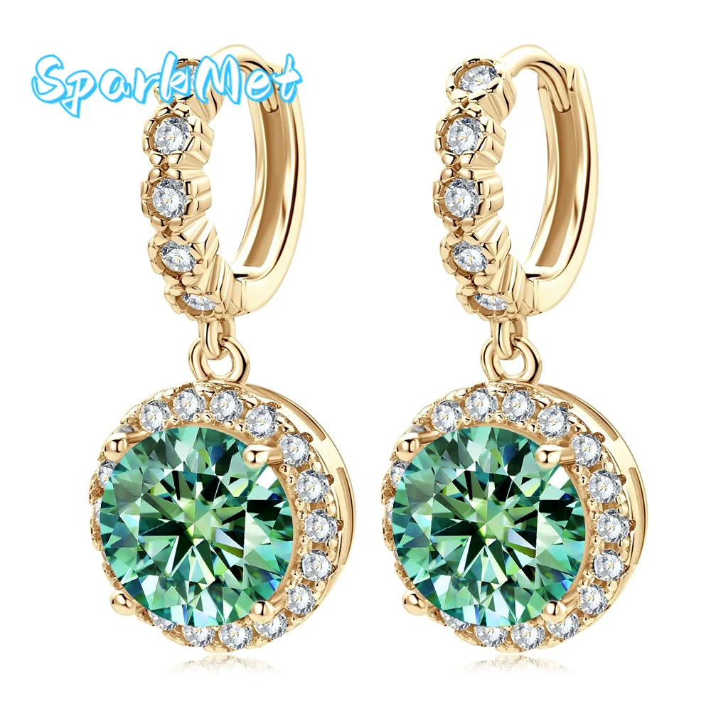 

Серьги-капли SparkMet из 100% 1 карата с бирюзовым муассанитом S925, серебряное покрытие, золото с сертификатом, пройденный тест на бриллианты, женские ювелирные изделия, подарок