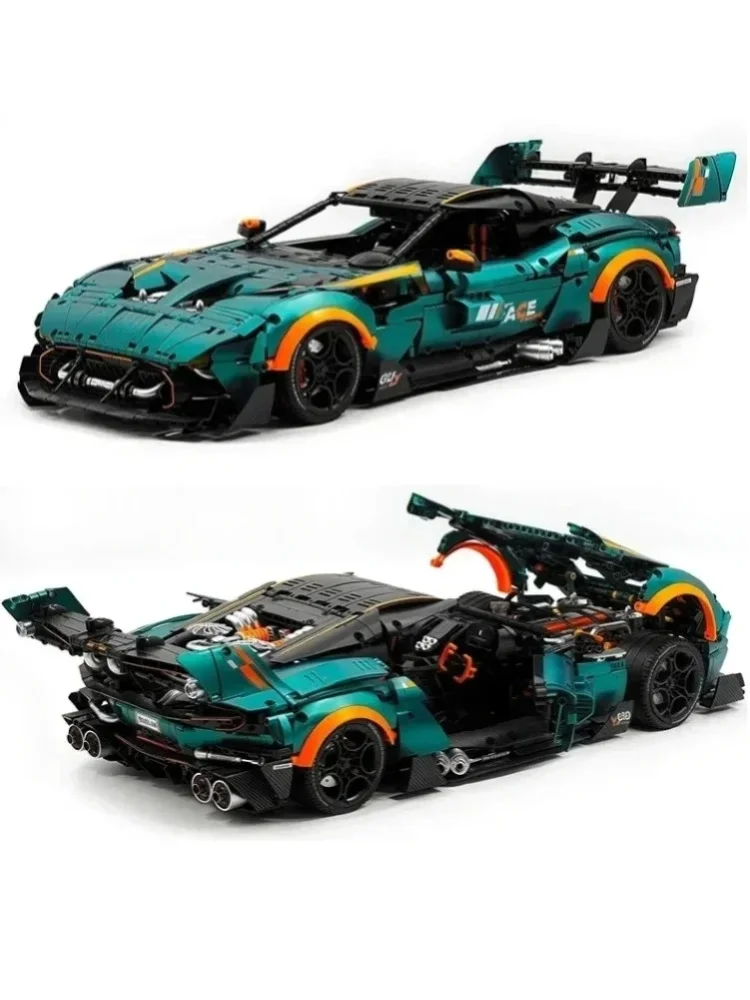 3794-teiliger Technischer RC Vulcan Fire God Supercar Baustein-Set im Maßstab 1:8, City Speed Sportwagen Rennfahrzeug Modellbausatz, DIY Montage Spielzeug für Erwachsene, Weihnachtsgeschenk,