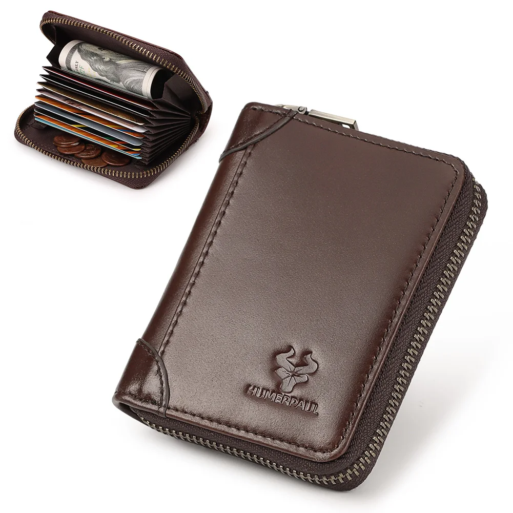 Genuine Leather Multi Slot Card Holder Vintage Small Women Men Business ID Bank Credit Card Bag Male Coin Pouch Solid
