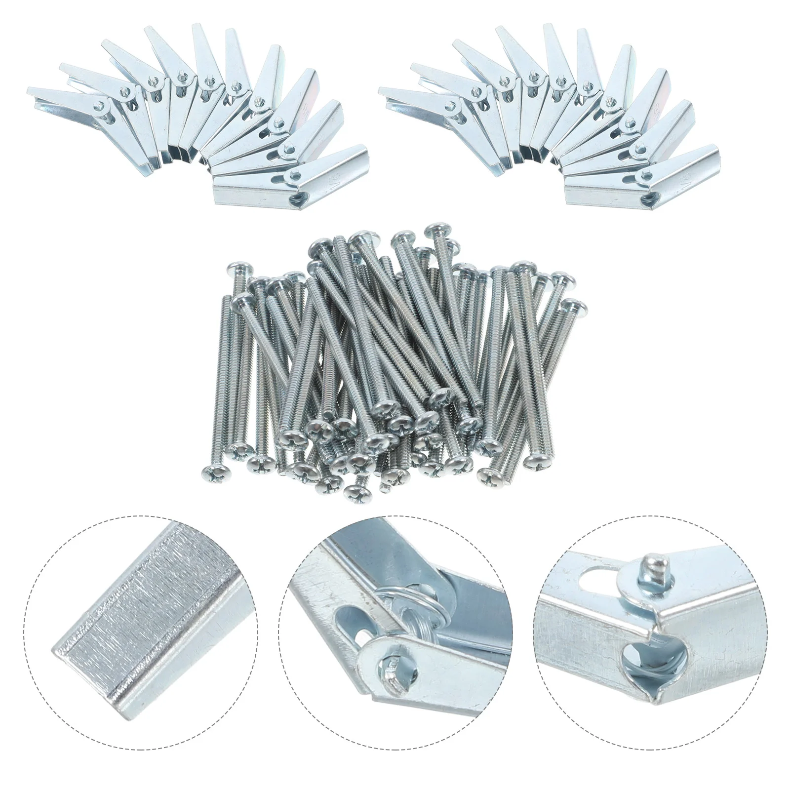 

60 Pcs Drywall Hanging Bolts Mirror Anchors Micro-wave Oven for Heavy Duty Steel Molly