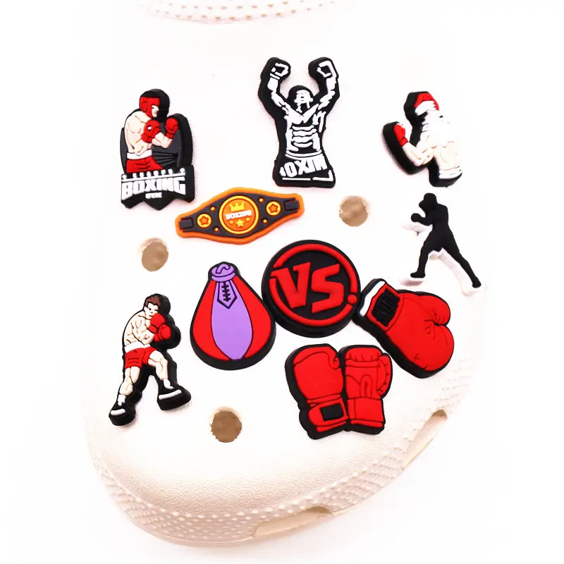 1pcs Boxing Style Shoe Charms Design Decoration Boxing Gloves Fits for Garden Sandal Accessories Kids X-mas Party Gifts