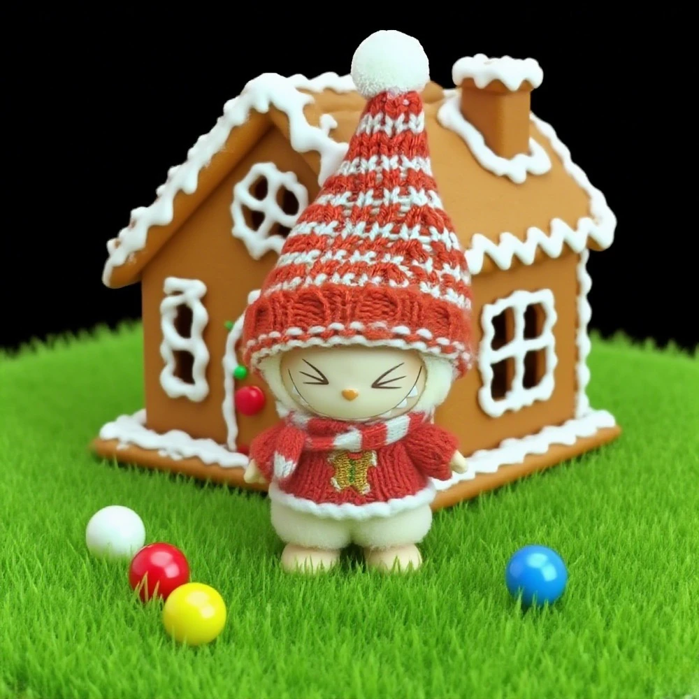 

17cm Mini Plush Doll'S Clothes Outfit Accessories For Labubu Idol V1 V2 Christmas Cookie Man Sweater Hat Clothing New Year Gift