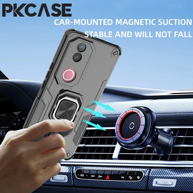 PKCASE للصدمات حلقة قوس جراب هاتف ل VIVO V60 V50 V40 S20 Y300 GT Y300t iQOO Z10 Turbo Pro Plus Z10x Neo 10R 10 غطاء
