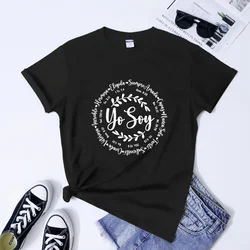 Yo Soy T-shirt Camiseta Vintage Women Spanish Inspirational Slogan Tee Shirt Top Sassy Christian Bible Verse Tshirts