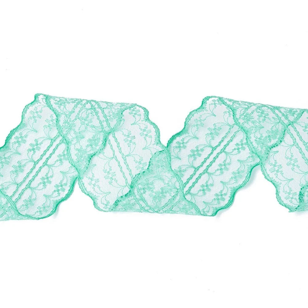 Polyester Lace Trim Lace Ribbon For Sewing Decoration Sea Green 45mm about 1- 3/4 inch(45mm) wide about 10.93 yards (10m)/roll