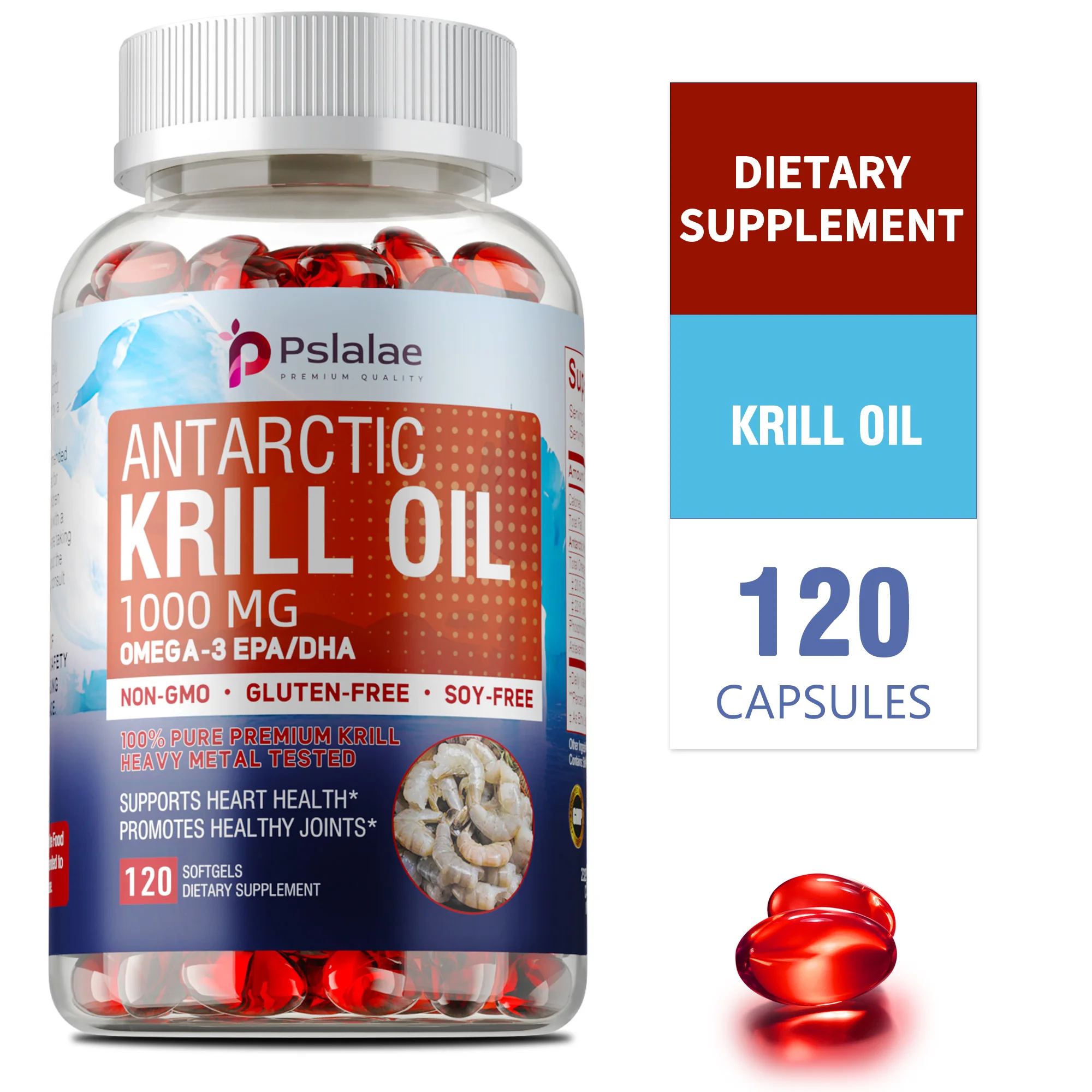 

Капсулы с маслом Антарктического криля - метаболизм, способствует здоровью сердца и сердечно-сосудистой системы, поддерживает здоровье глаз, суставов и кожи, без ГМО