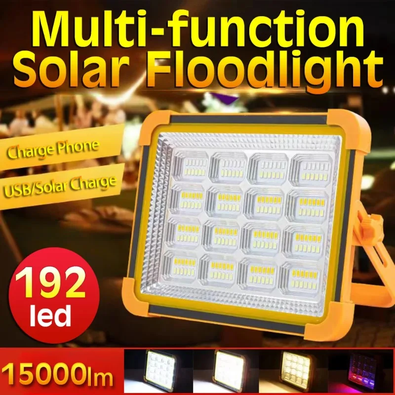 

【Best-selling】 15000LM USB Rechargeable LED Solar Flood Light 2000Watt With Magnet Strong Light Portable Camping Tent Lamp Work