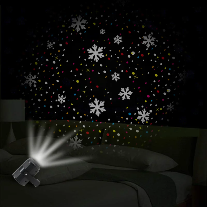 Projecteur LED de Noël avec Effet d'Ambiance de Chute de Neige Blanche, Flocon de Neige ociamique, Lampe de Nuit de Dégradation pour Décor de ixde Vacances