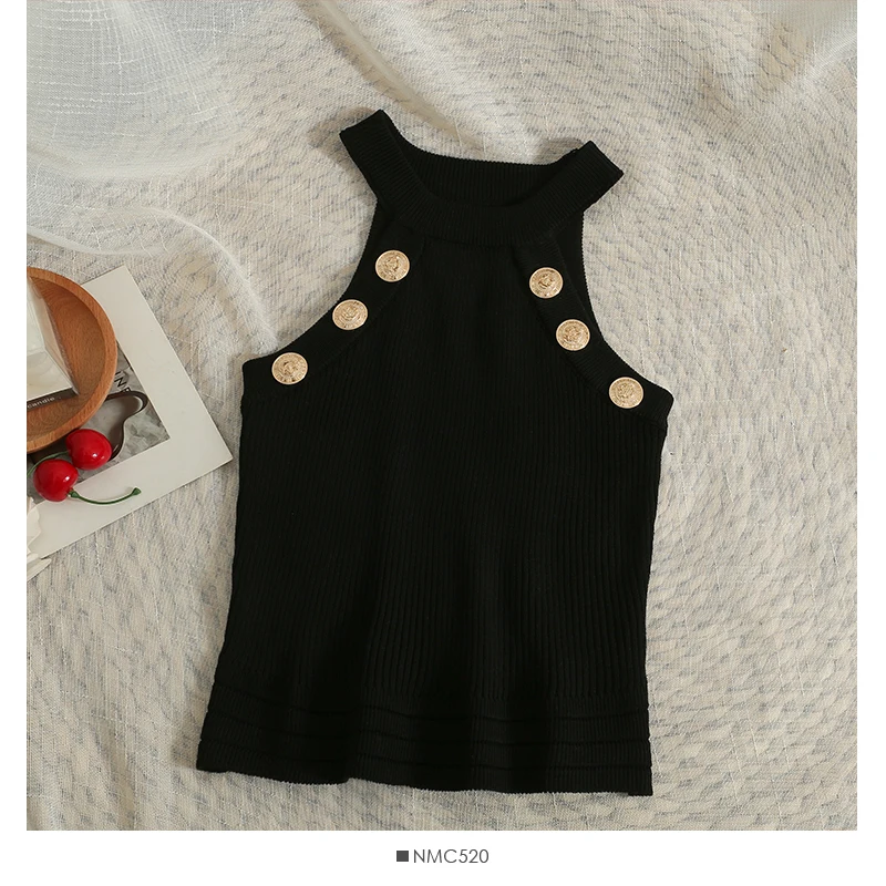 Tank Ropa De Mujer Streetwear Women Vest Cami Sexy Chic Basic Y2k Fashion Knitted Solid Korean White Sleeveless Halter Club Top