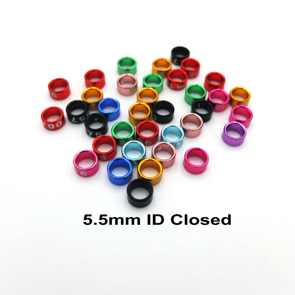 Aluminum Bird Leg Bands, Closed Parrot Rings, Non-Custom, Random-Character, Color-Mixture, 5.5mm, 25Pcs Lot