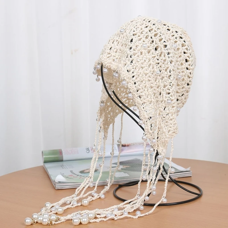 Chapeau bonnet fait à main, cloches simples, chapeau au crochet avec perles