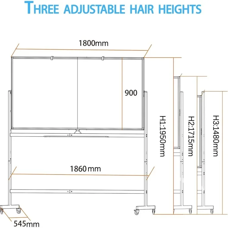 White Board Dry Erase Magnetic Board 70 x 36 Double Sided Rolling Whiteboard, Large whiteboard with Stand,Big