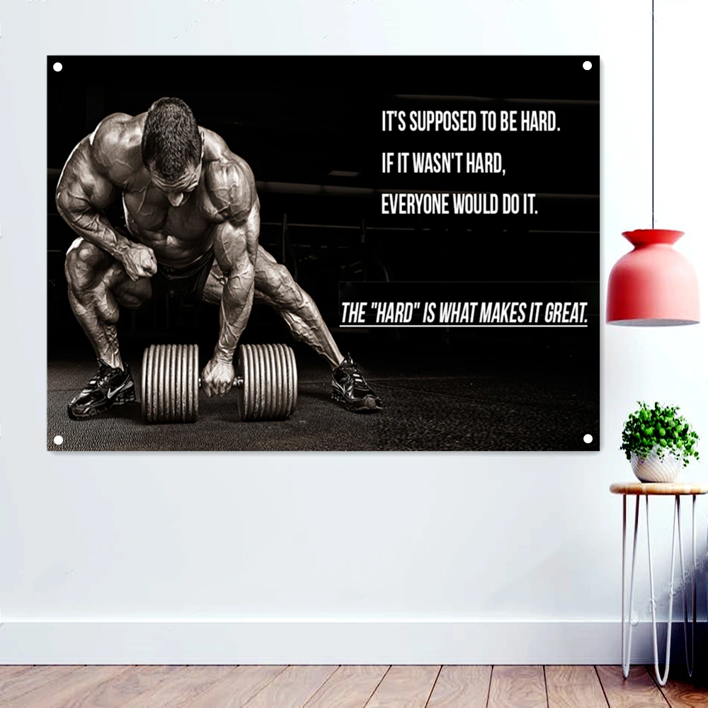 

Bodybuilders Workout Motivation Quotes Poster Muscular Guy Flaunting Biceps Wallpaper Banners Flag Hang Paintings Gym Decoration