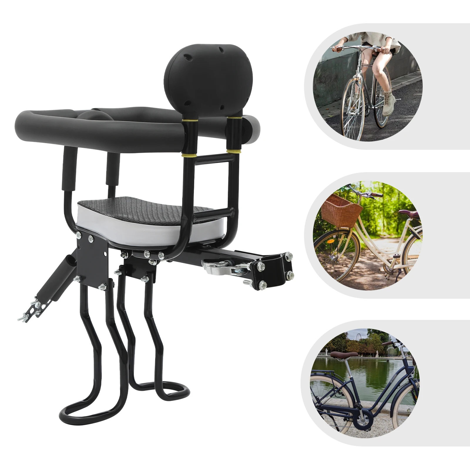 

Прочное детское сиденье для велосипеда для детей от 1 до 5 лет, грузоподъемность 80 кг, с регулируемыми поручнями и подставкой для ног, универсальное, для велосипедов и электровелосипедов