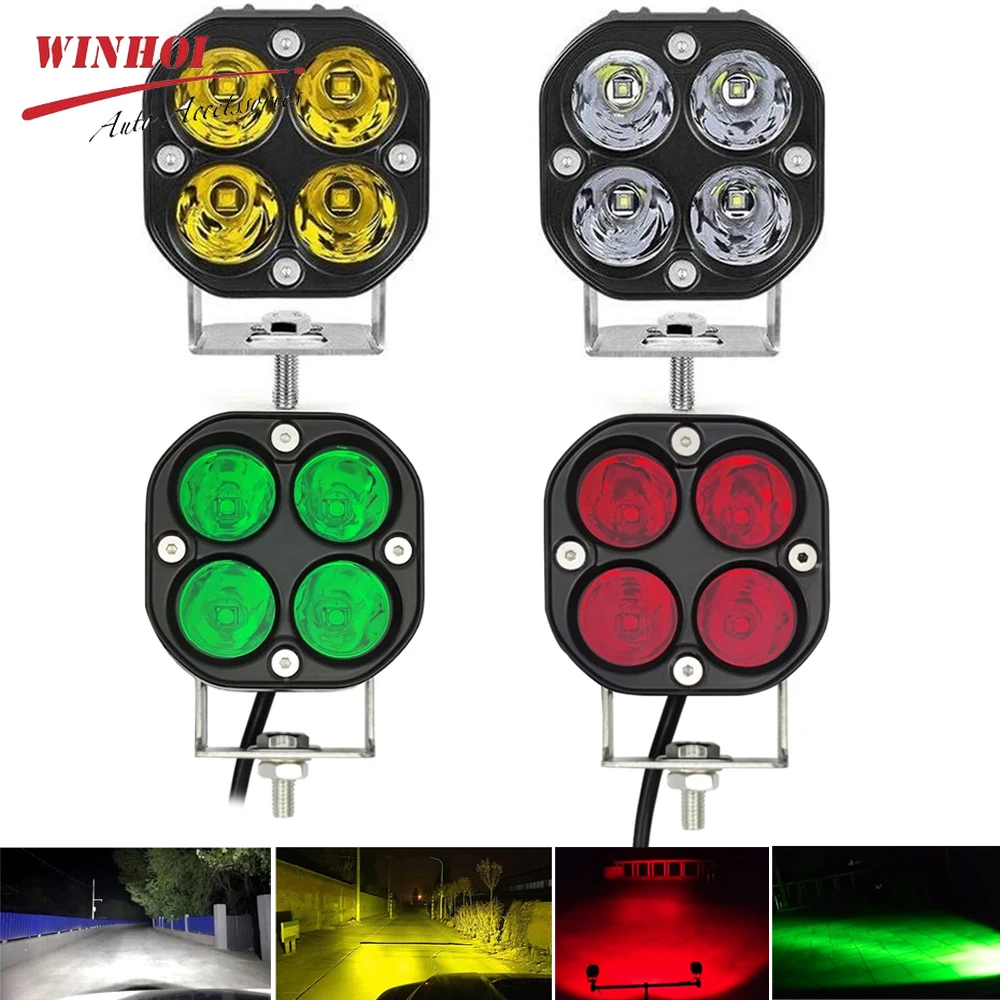 3 Inch 40W Motorcycle LED Work Light Bar White Yellow Red Green Square Spot Beam Fog Light Bar for 4x4 Offroad Truck 12V 24V