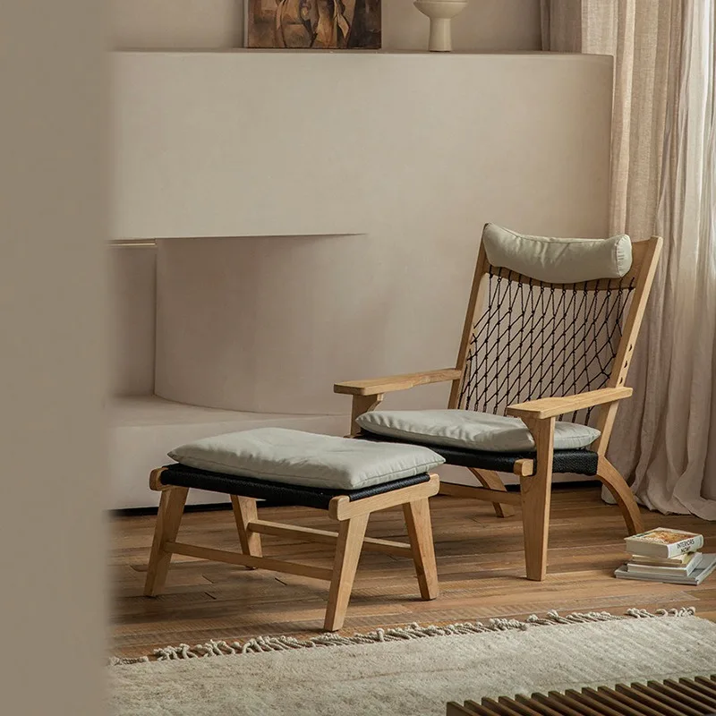Single Armchair for Small Spaces Retro Style Lounge Chair for Living Room Home Japanese Style Guesthouse Hotel Reclining