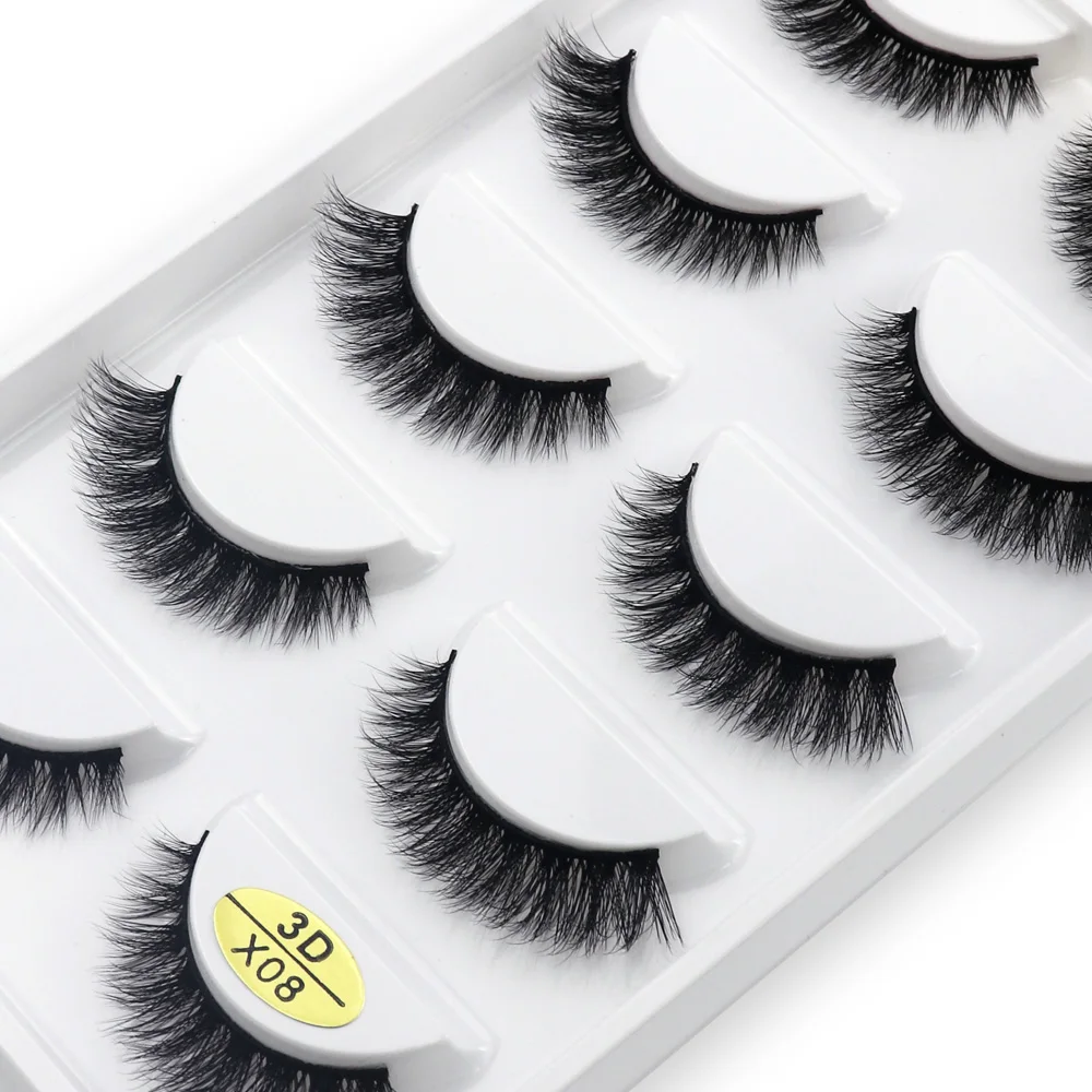 Image of 1/Box 5 Paar Nerz-Kunstwimpern 3D Natürlich Flauschig X08 Mini Katzen-Kunstwimpern Faux Cilios Make-up Schönheits-Tools Augen-Make-up
