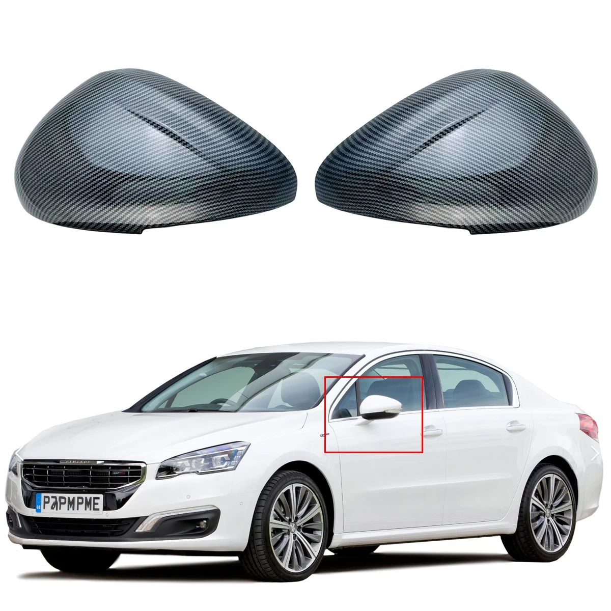 Carbon Rearview Car Accessories Plated Door Mirror Cover Trim Paste Style For Peugeot 508  2011 2012 2013 2014 2015 2016 2018